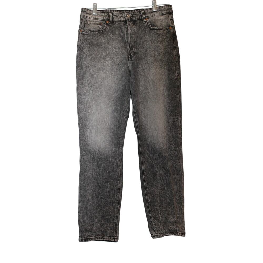 & Denim Ultra High Waist Mom Jean Women's‎ Size 12 Black 5-Pocket Button Fly